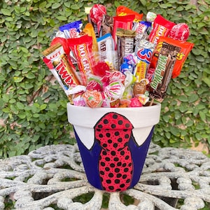 Clay Pot Planter Base Hand Painted Tie for Teachers Week, Fathers Day 5.9&quot; Terracotta Flower Pot Centerpiece &quot;Plants, Candy NOT Included&quot;
