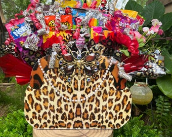 Candy Bouquet Leopard Print Purse Perfect Gift for Mothers Day Happy Birthdays or Just Because