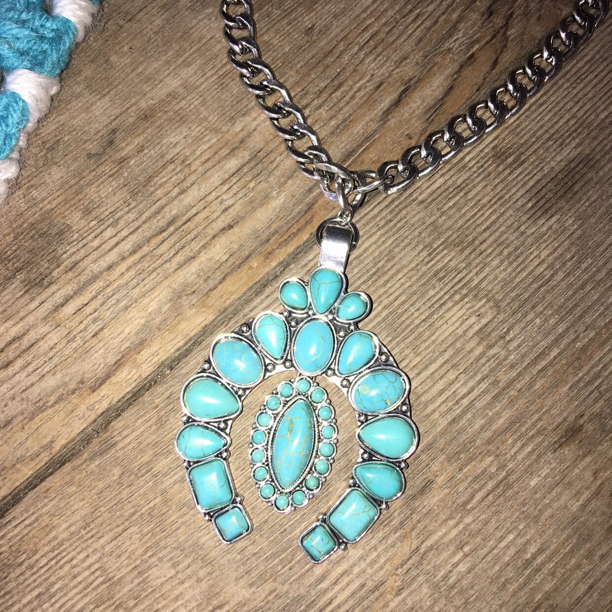 Squash Blossom Faux Türkis Stein Anhänger mit Silber Kette Etsy.de