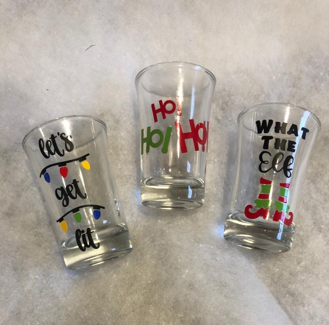 Funny Christmas Themed Shot Glasses sets of 3 Great for Etsy