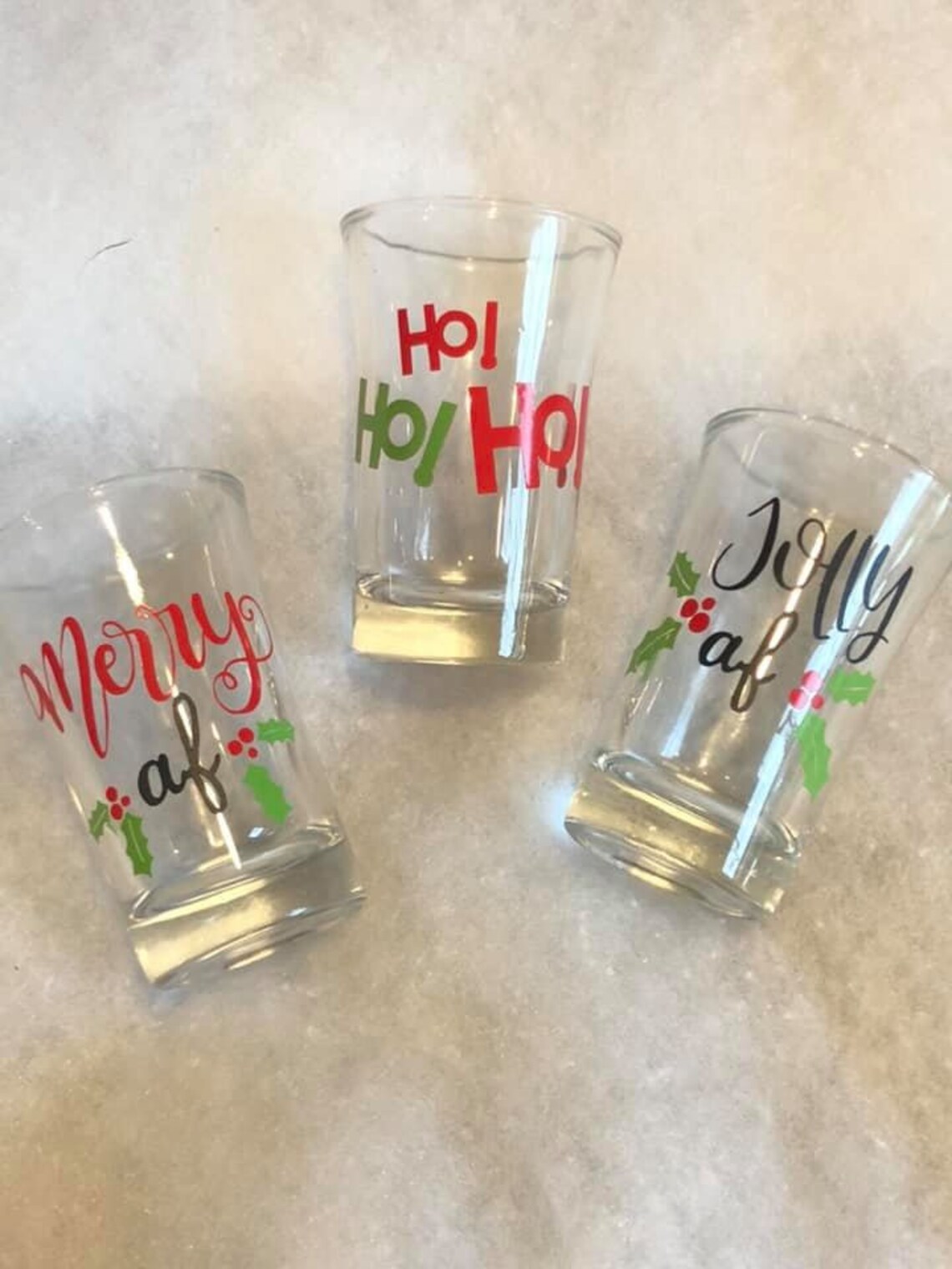 Funny Christmas Themed Shot Glasses sets of 3 Great for Etsy