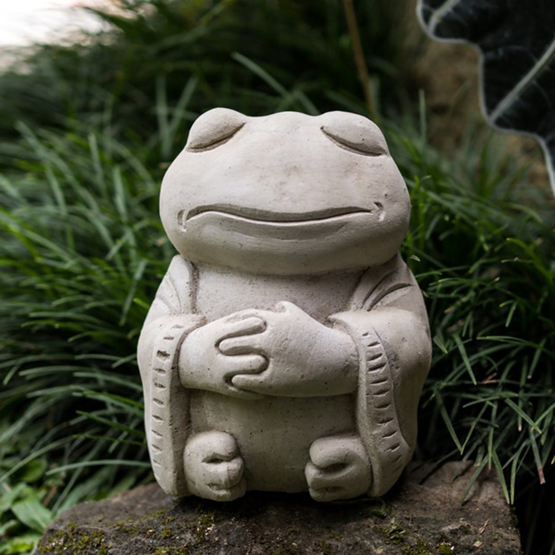 Zen Frog Garden Statuemeditation Frog Garden Statueresin Etsy