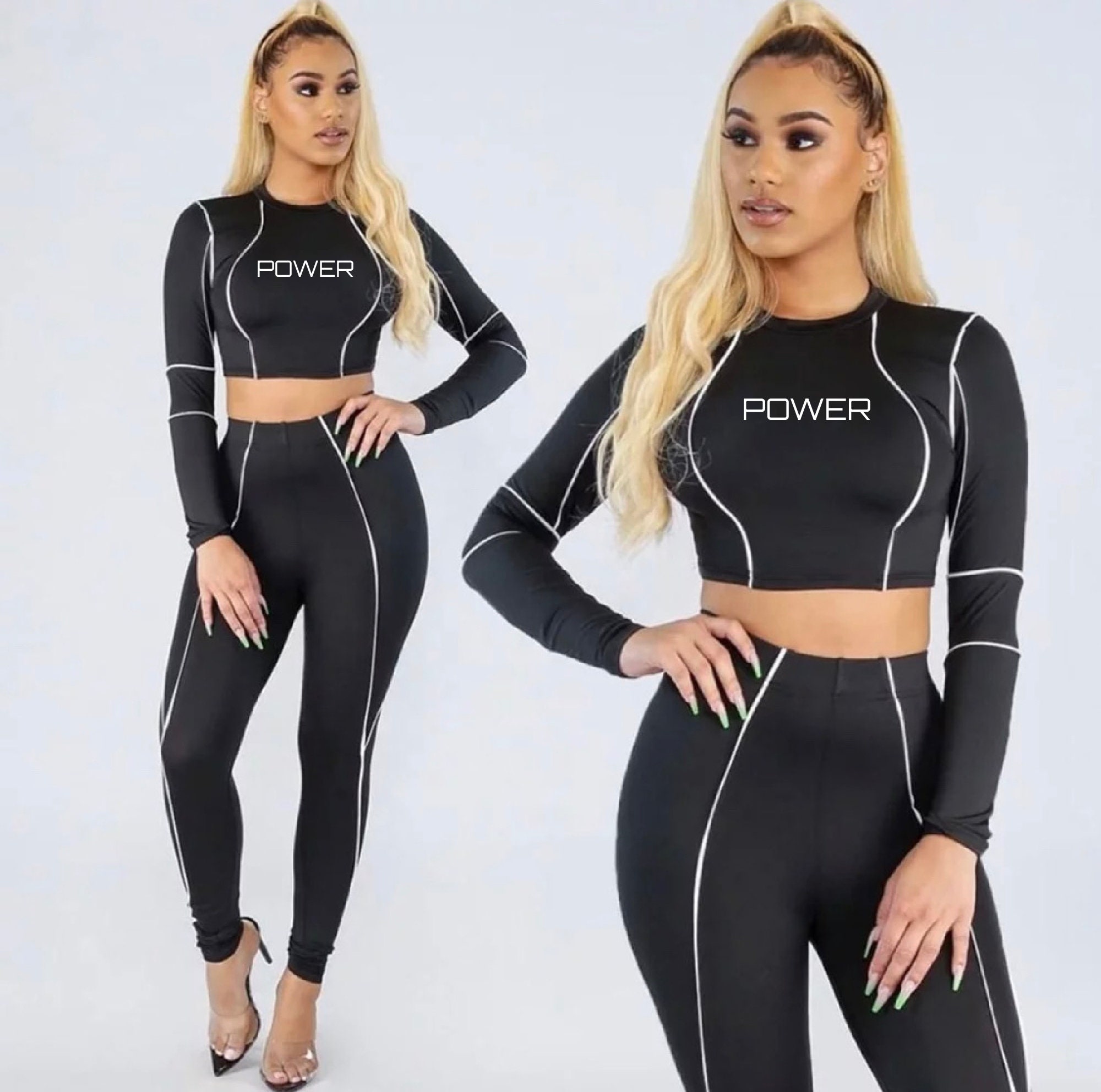 Buy High Compression power Crop Top & Leggings Set, Activewear, Yoga