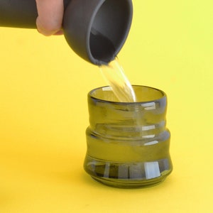 4 TUMBLERS - Hand blown recycled glass - ACATL, Handmade glassware cocktail Smoke