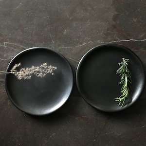 2 Dessert Plates 20cm - Black Clay Barro Negro Oaxaca - Handmade Ceramic