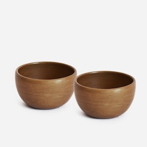 2 Dessert Bowls Beeswax Finish Natural Sand Colour Clay image 1