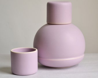 Carafe with Two small LILAC   Cups - Mexican Ceramics