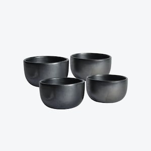 4 Americano Cups - Handmade Black Clay - Barro Negro - Oaxaca Clay - Moon Chrome