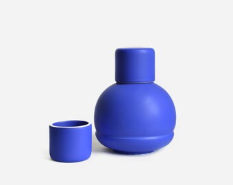 Carafe with Two Cups small Blue  - Mexican Ceramics