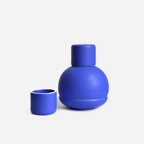 Karaffe mit Zwei Tassen klein Blau - Mexikanische Keramik