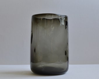 8 Organic shape High ball beer Glasses - black smoked- Handmade Recycled Glass