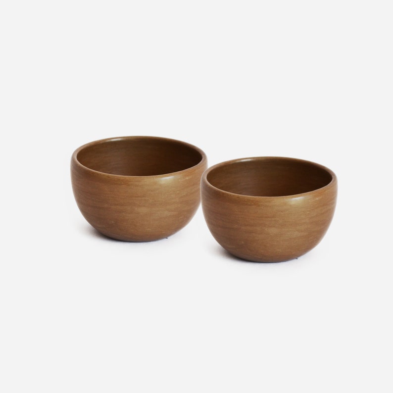 2 Dessert Bowls Beeswax Finish Natural Sand Colour Clay image 1