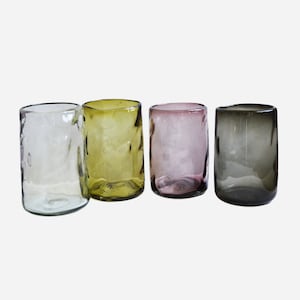 8 Organic shape Highball Beer Glasses - multy color - Handmade Recycled Glass