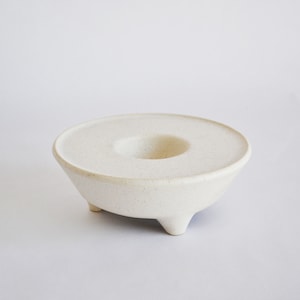 Large Egg Cup made in Mexico - Ceramic Glazed Decorative Bowl - White