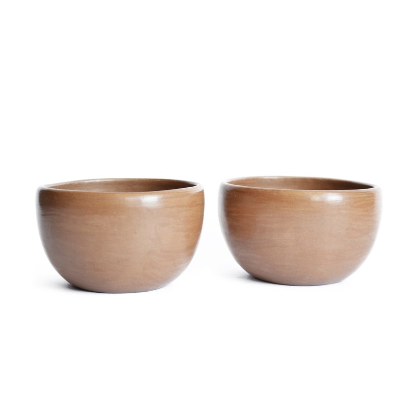 2 Dessert Bowls Beeswax Finish Natural Sand Colour Clay image 4