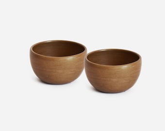 2 dessert Bowls  11x7 cm- Beeswax Finish - Natural Clay- handmade set 2 pieces