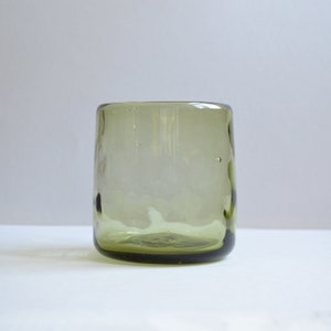 4 Organic shape tumblers hand blown Nightlights of Mexico City - set of 4 - handmade recycled glass olive green