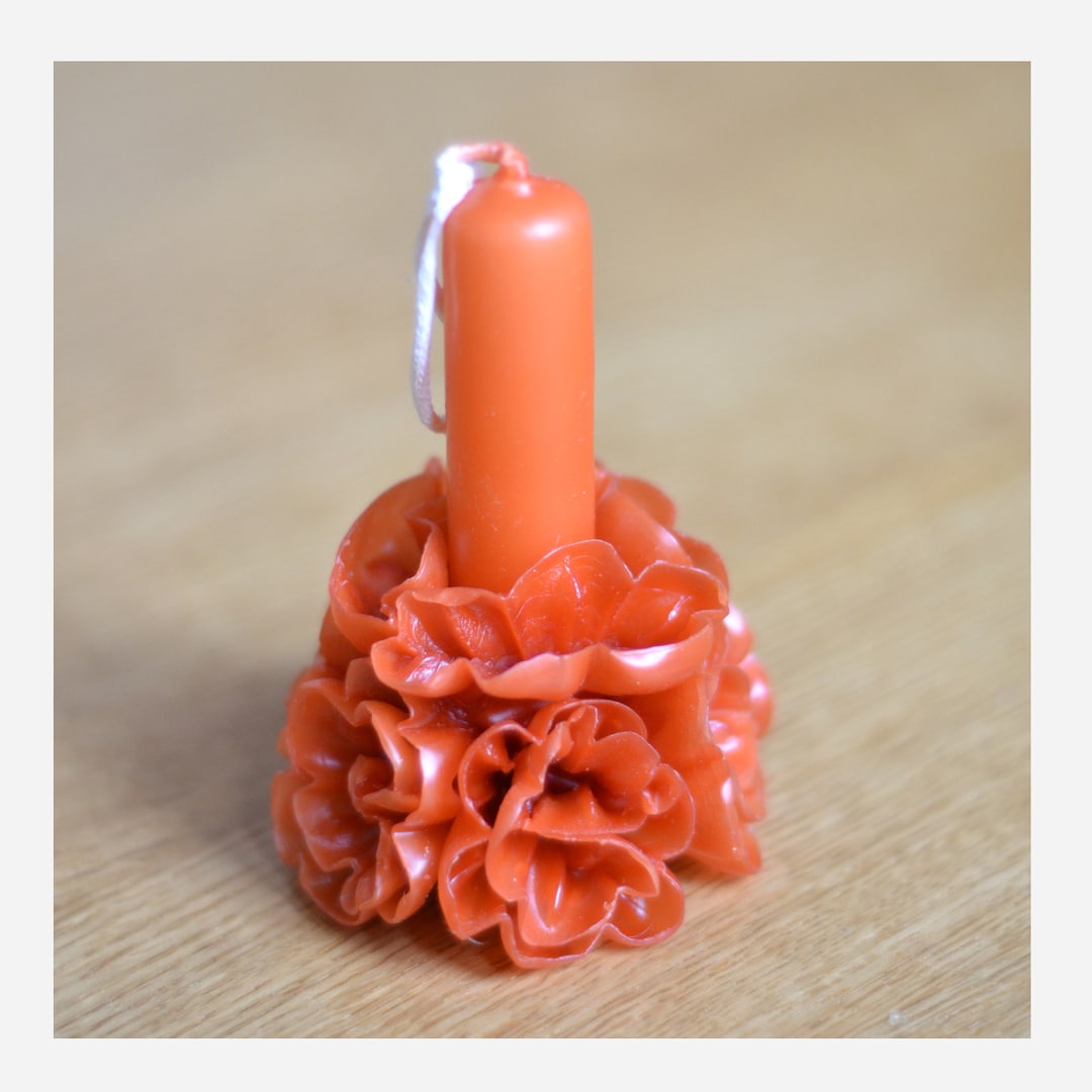Floral Candle Oaxacan Candle Orange Mexican Candle Flower Etsy