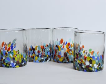 8 tumblers - Alegria set of 8 Glasses - handblown recycled glass