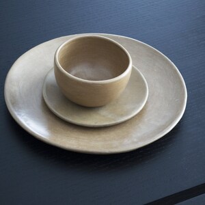 2 Dessert Bowls Beeswax Finish Natural Sand Colour Clay image 7