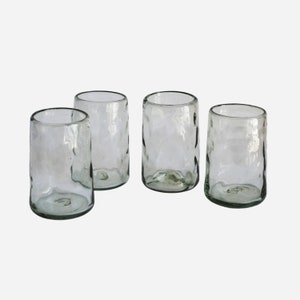 4 Organic shape  Beer glasses highball - Handblown made Recycled Glass - White Lights of Mexico City Original Design