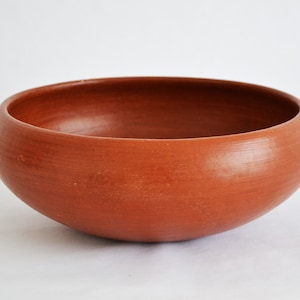 Grand saladier d'Oaxaca fait à la main par mujeres del barro rojo en argile rouge. Vaisselle Mexicaine Bol 30x13cm
