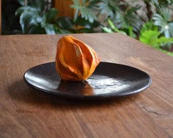 2 Dinner Plates 25cm Beeswax finish  - Black Natural Handmade Clay set of 2 plates