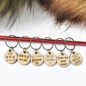 Sassy Stitch Markers Set, Snag Free, Wooden Markers for Knitting and Crochet, Hardwood Progress Keepers