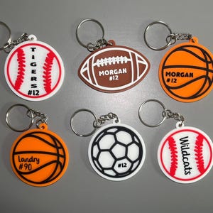 Sports Keychain - Basketball - Baseball - Football - Soccer Ball - Bag Tag