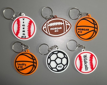 Sports Keychain - Basketball - Baseball - Football - Soccer Ball - Bag Tag