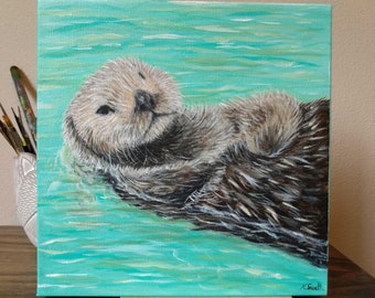Fluffy Sea Otter Painting