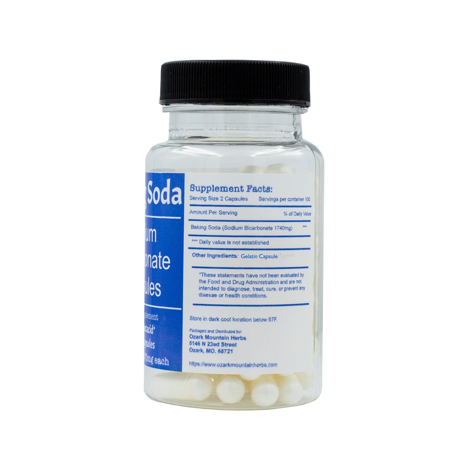 Baking Soda Gelatin Capsules 870mg each 60 per bottle Etsy