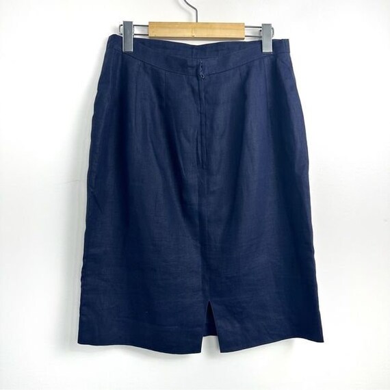Vintage Guy Laroche Navy flax linen  pencil skirt - image 4