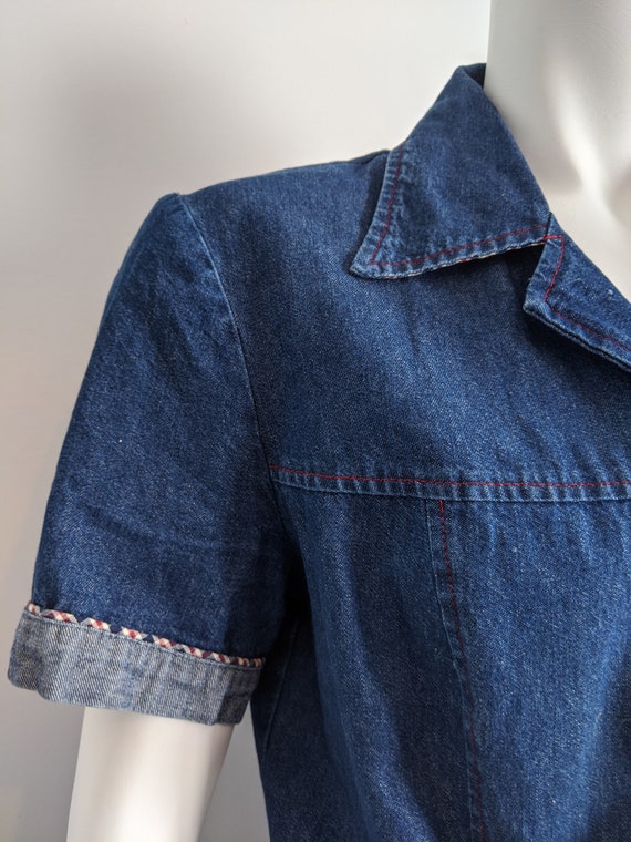 Vintage 1970s denim button down dress - image 5