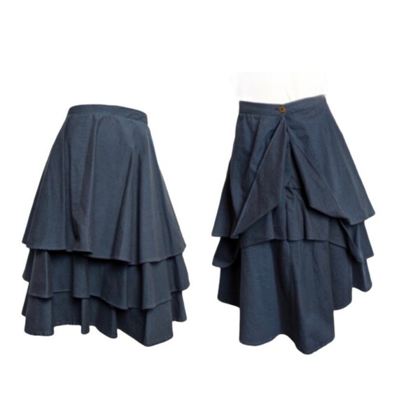 Vintage tiered full midi skirt