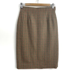 Aquascutum London Classic Check wool pencil skirt Size UK 8