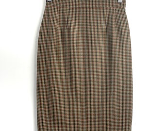 Aquascutum London Classic Check wool pencil skirt Size UK 8