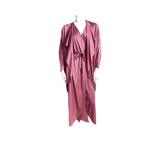 Vintage 70s satin dusty rose peignoir set kimono r