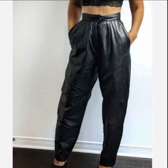 Vintage ultra high waisted balloon leg leather pan