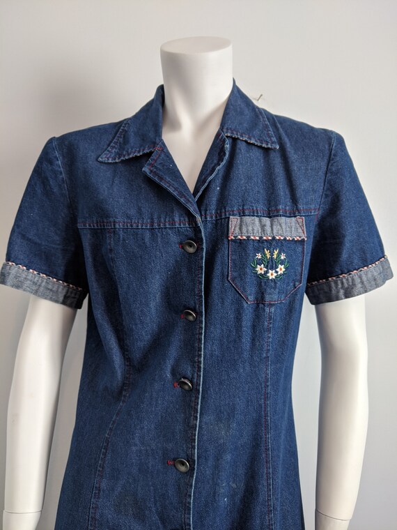 Vintage 1970s denim button down dress - image 7