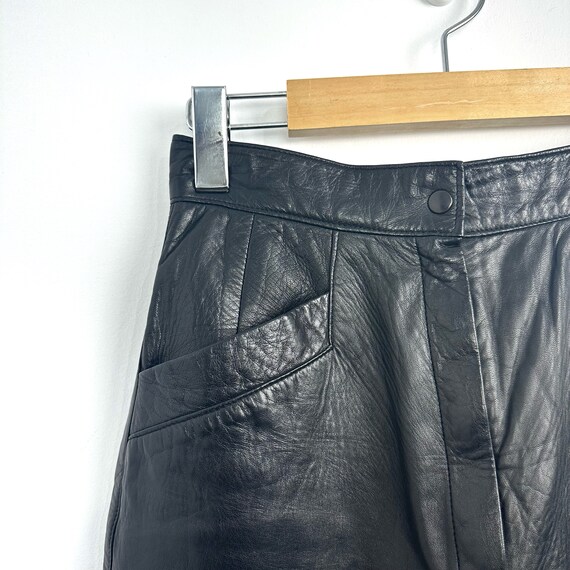 Vintage 80s High Waisted Black Leather Pants Sz 4 - image 3