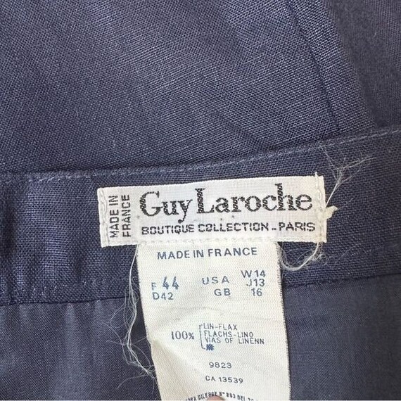 Vintage Guy Laroche Navy flax linen  pencil skirt - image 5