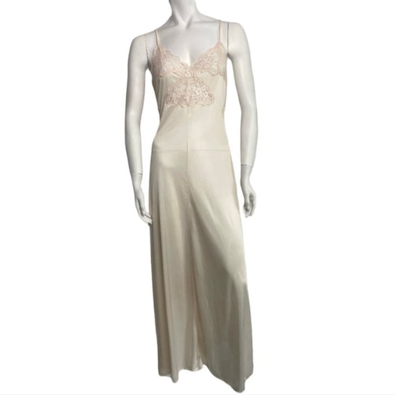 Vintage satin lace long nightgown slip xs small