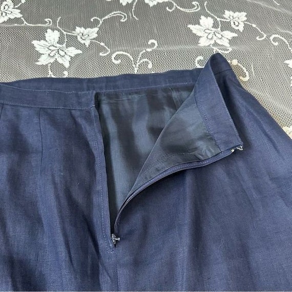 Vintage Guy Laroche Navy flax linen  pencil skirt - image 7
