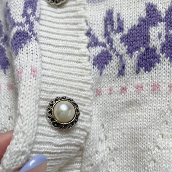 Vintage 90’s Pastel Pointelle Knit Cardigan - image 5