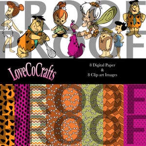 FLINTSTONE Digital Paper and Clip Art