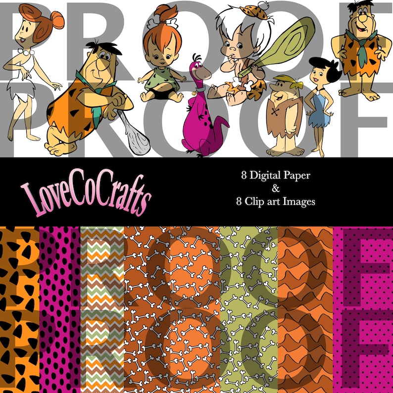 FLINTSTONE Digital Paper and Clip Art - Etsy