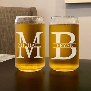 Custom Beer Can Glass, Engraved Wedding Glass, Groomsman Beer Gift, Groomsman Glass, Personalized Glass, Gifts for Him, Bridal Party Glasses