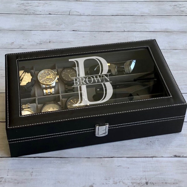 Watch Box, Personalized Watch Box, Husband Gift, Watch Box for Men, Groomsman Gift, Best Man Gift, Watch Case, Gifts for Dad, Christmas Gift