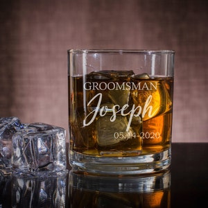 Groomsmen Gift, Whiskey Glasses, Engraved Whiskey Glasses, Groomsmen Glasses, Wedding Gift, Best Man Gift, Wedding Glasses, Glass